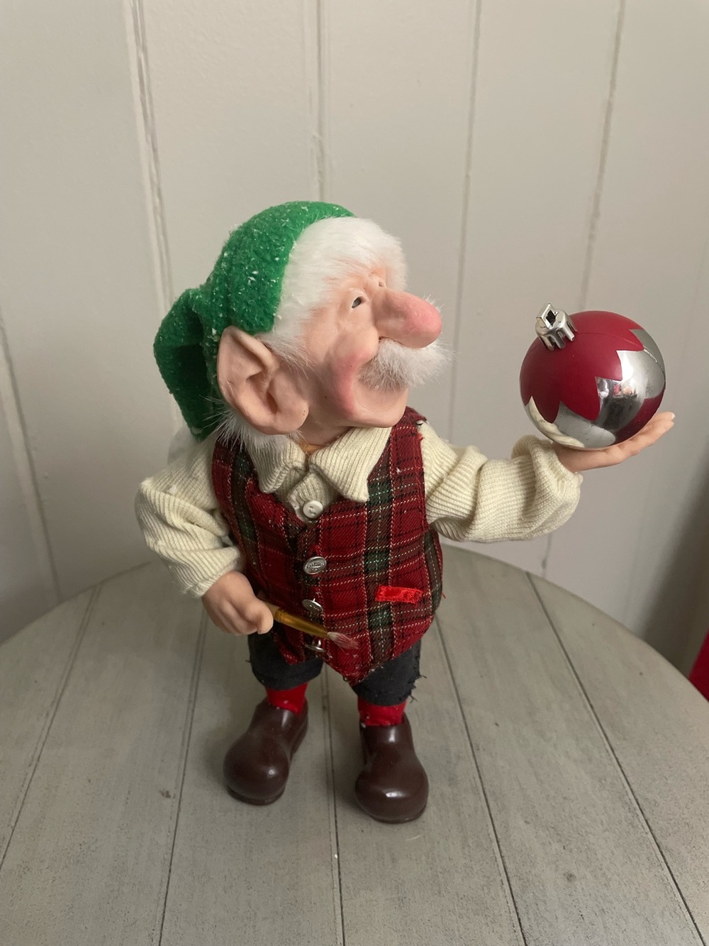 Zims themselves Elf Figurine with Green Hat and Red Plaid Vest